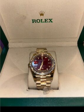 New Rolex DayDate President watch in 18K yellow gold with a custom diamond bezel